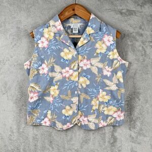 Jennifer Moore Vest Womens L Multicolor Floral‎ Cotton Cottagecore Vintage 90s